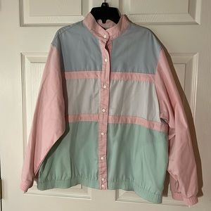 Vintage Bedford Fair Pastel Members Only Style Jacket‎ Snaps, Sz L/XL